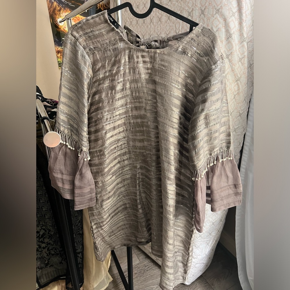 Grey Kurta with silver sequins